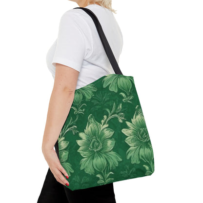 Green Victorian Floral Tote Bag (AOP)