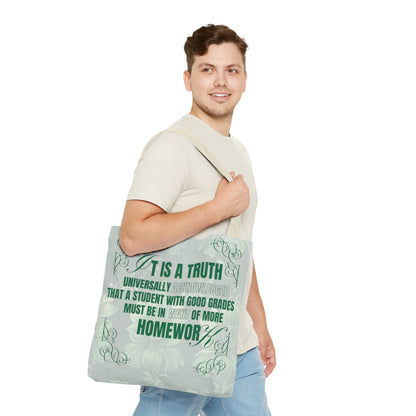 It's A Truth Universally Acknowledged Green Tote Bag (AOP)