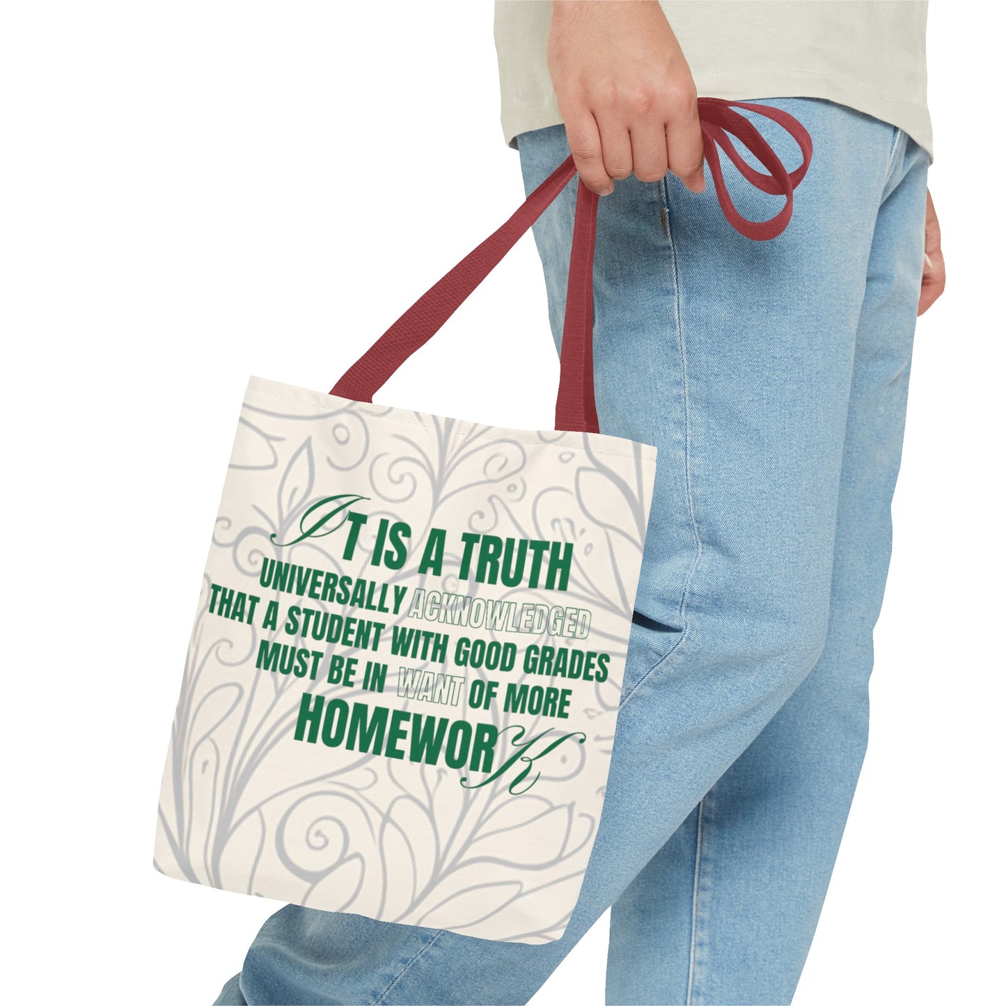 It's A Truth Universally Acknowledged White Tote Bag (AOP)