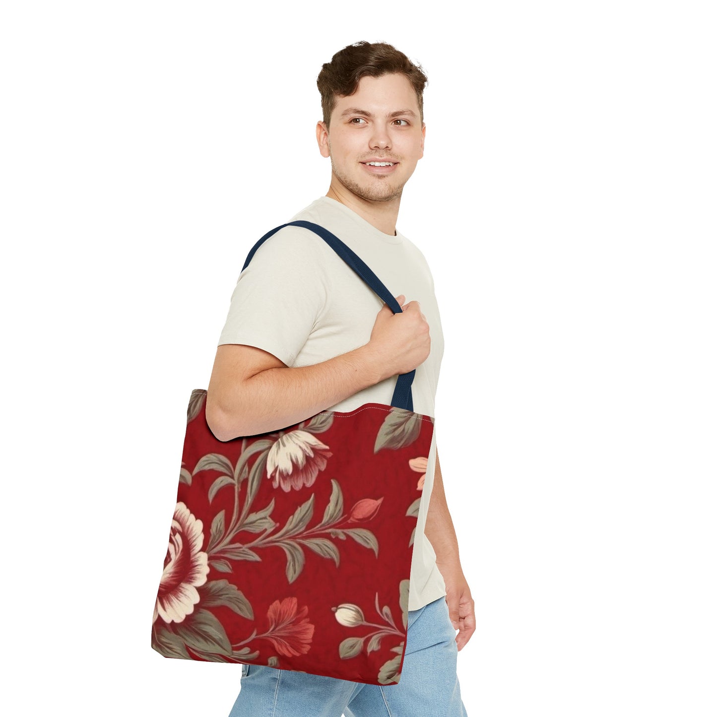 Red Victorian Floral Tote Bag (AOP)