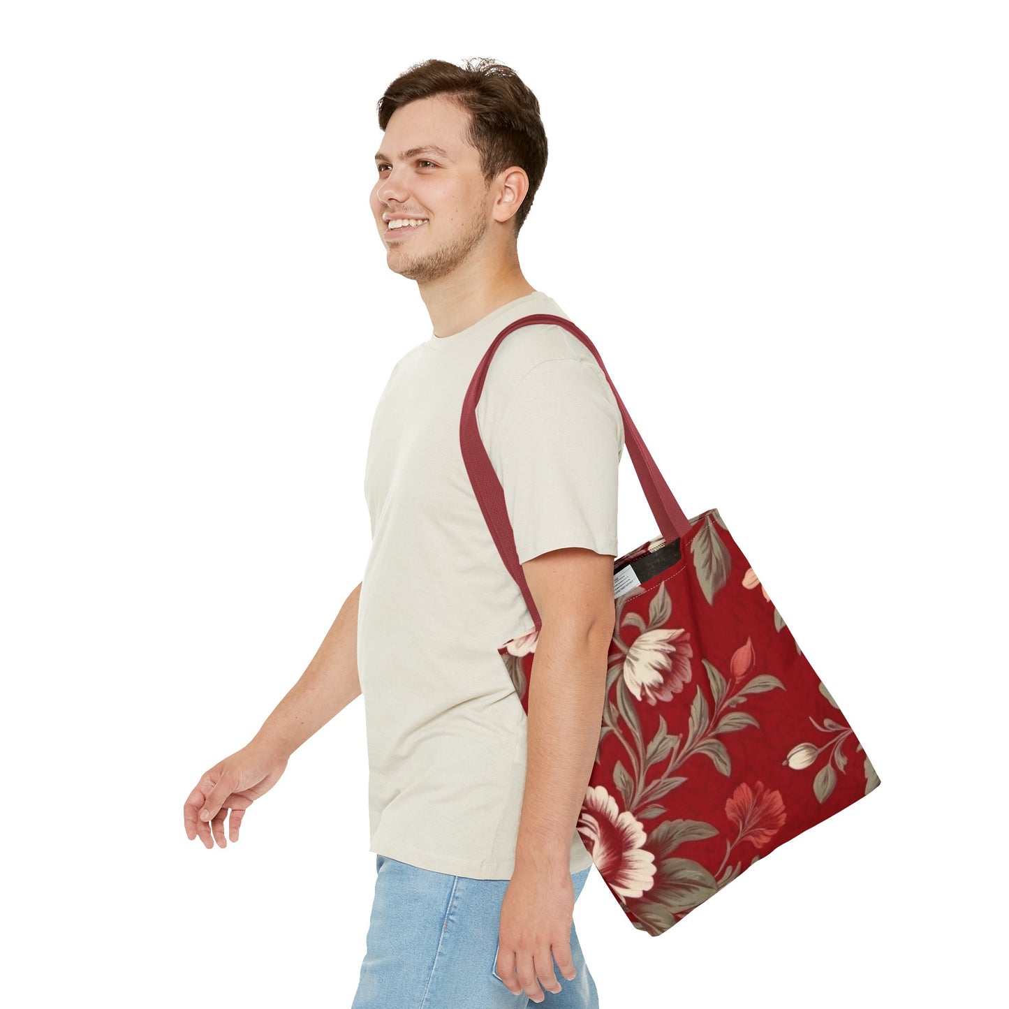 Red Victorian Floral Tote Bag (AOP)