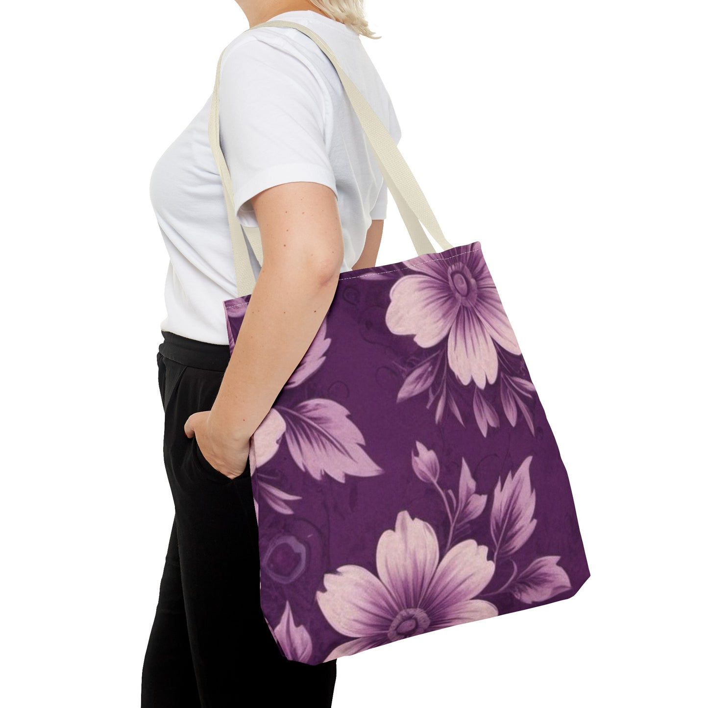 Purple Floral Tote Bag (AOP)