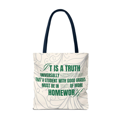 It's A Truth Universally Acknowledged White Tote Bag (AOP)