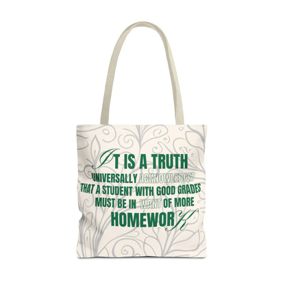 It's A Truth Universally Acknowledged White Tote Bag (AOP)