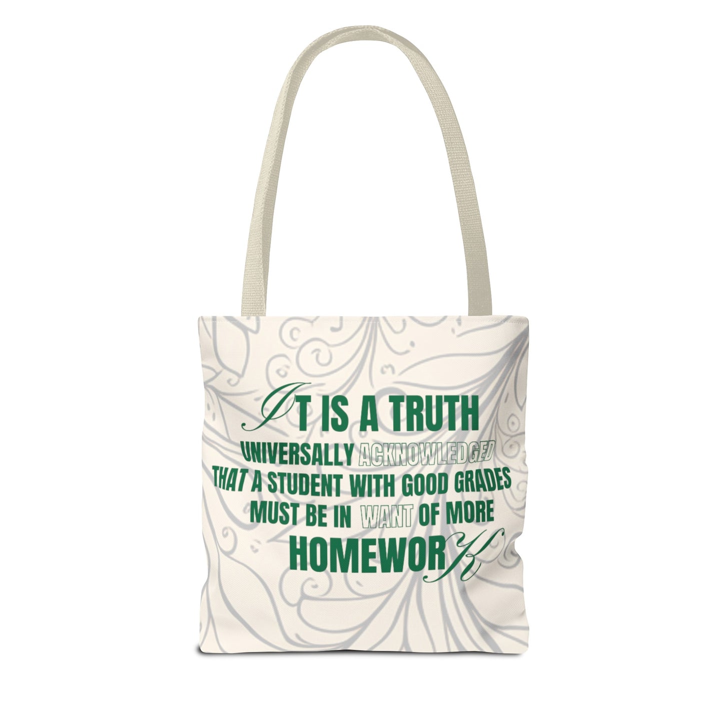 It's A Truth Universally Acknowledged White Tote Bag (AOP)