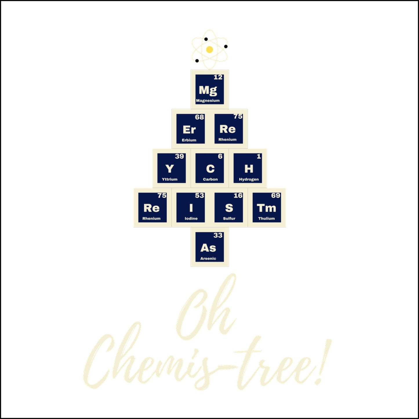 Acrylic Ornament - Periodic Table Christmas Tree Blue + Cream