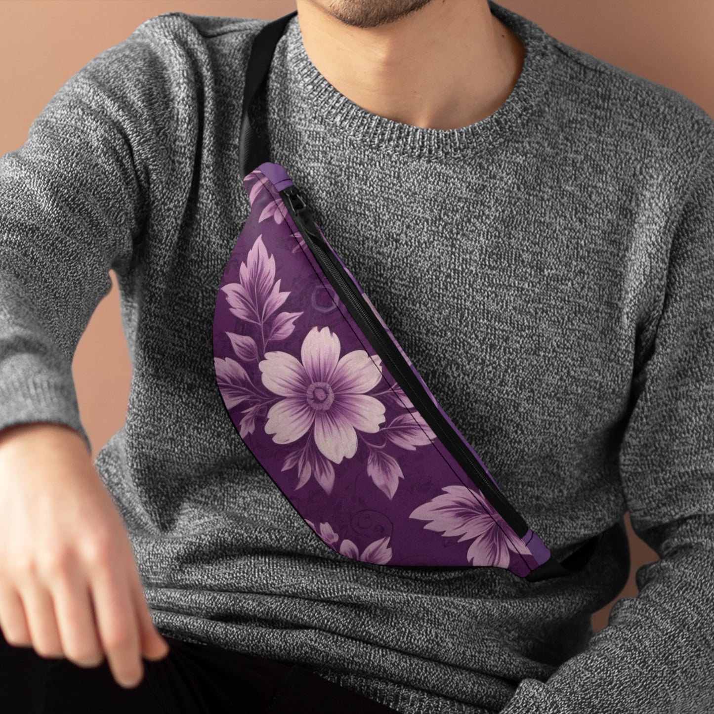 Purple Victorian Floral Fanny Pack