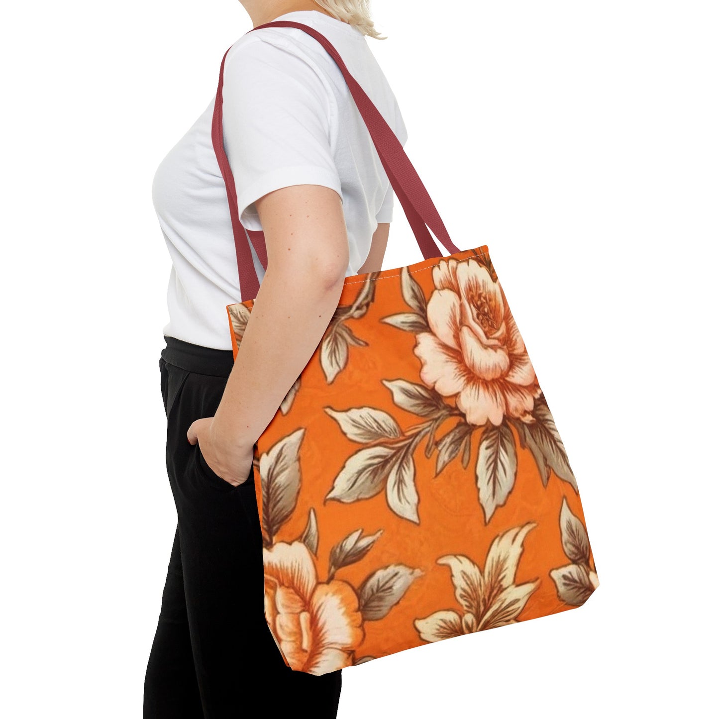 Orange Floral Tote Bag (AOP)