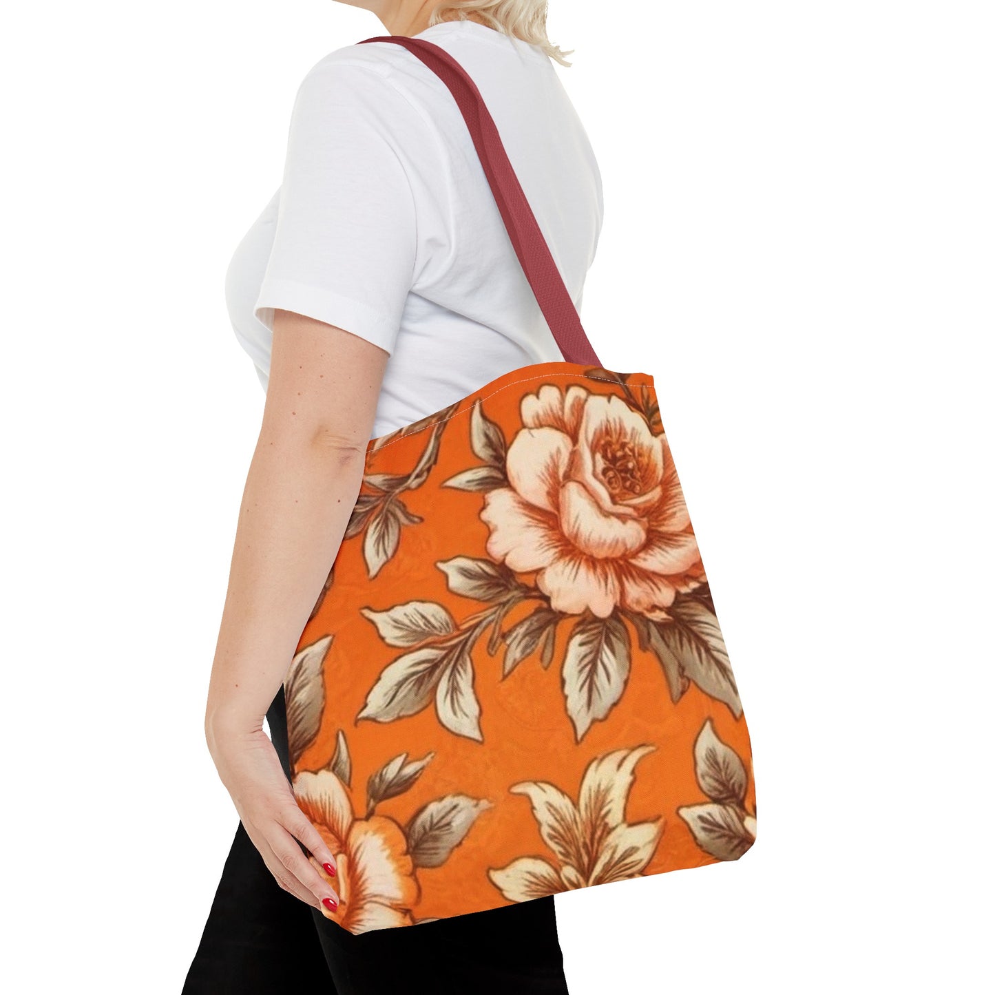 Orange Floral Tote Bag (AOP)