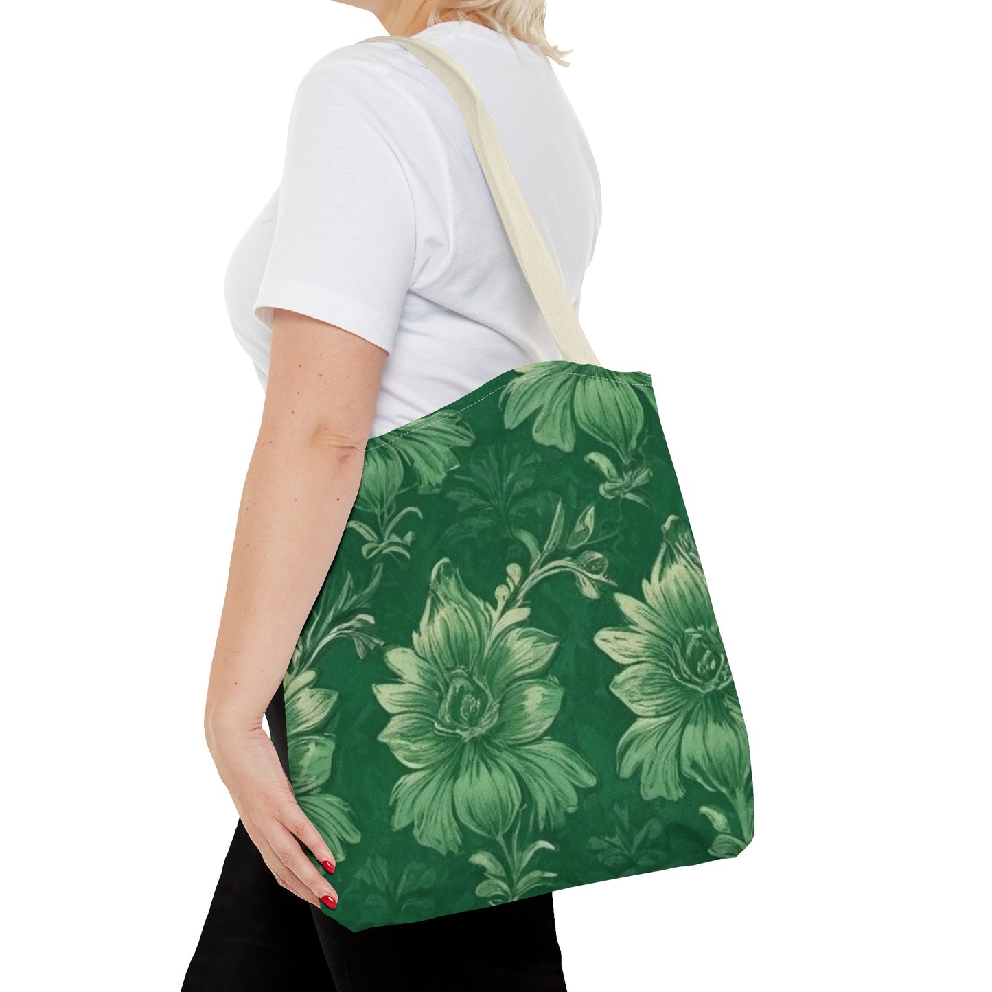 Green Victorian Floral Tote Bag (AOP)