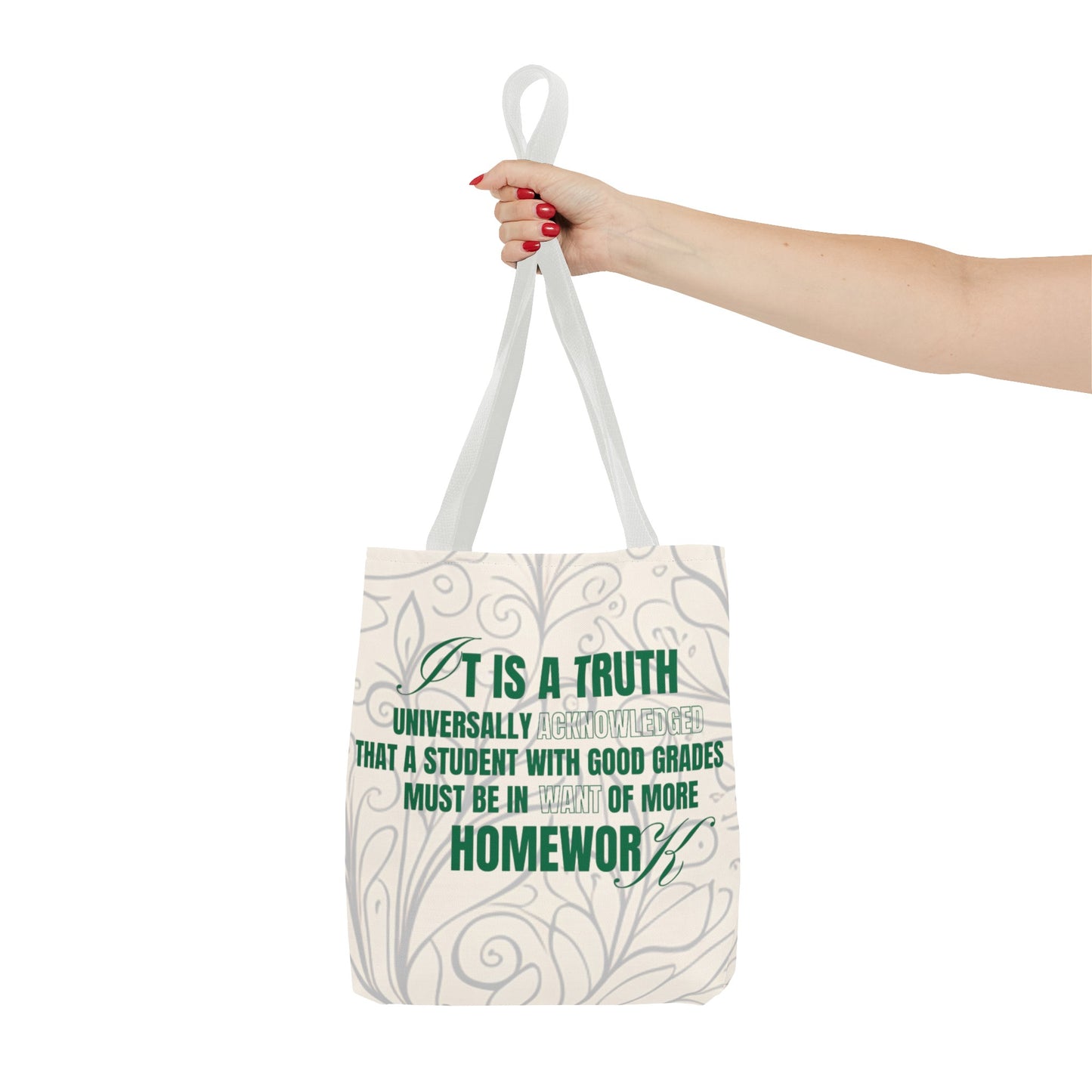 It's A Truth Universally Acknowledged White Tote Bag (AOP)