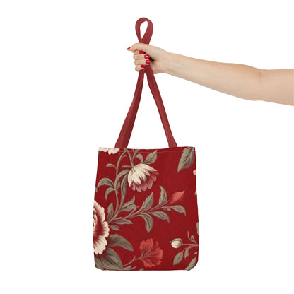 Red Victorian Floral Tote Bag (AOP)