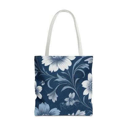 Blue Victorian Floral Tote Bag