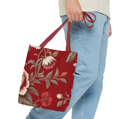 Red Victorian Floral Tote Bag (AOP)