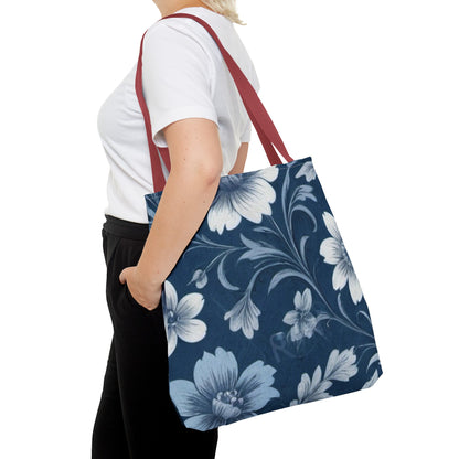 Blue Victorian Floral Tote Bag