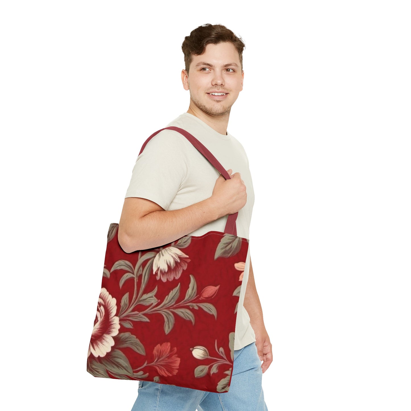 Red Victorian Floral Tote Bag (AOP)