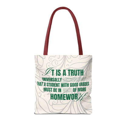 It's A Truth Universally Acknowledged White Tote Bag (AOP)