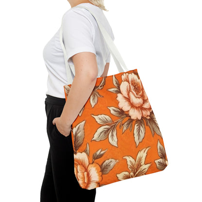 Orange Floral Tote Bag (AOP)