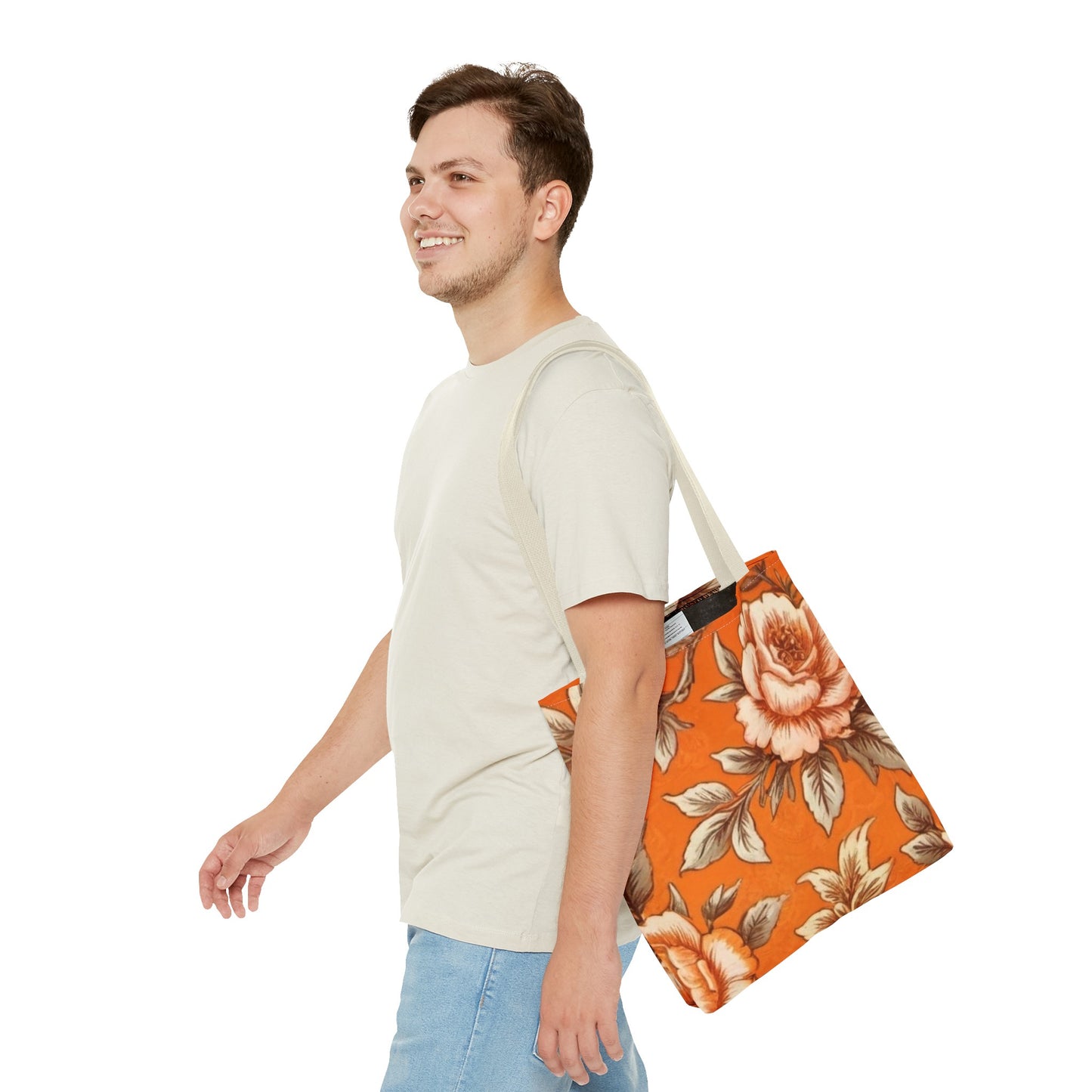 Orange Floral Tote Bag (AOP)