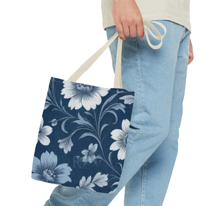 Blue Victorian Floral Tote Bag