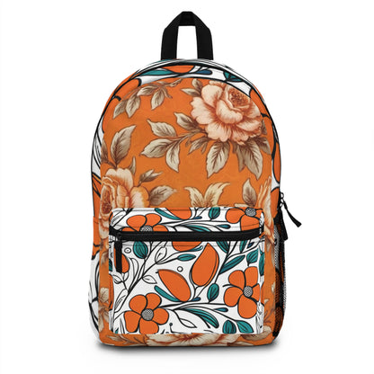 Bright Orange Floral Backpack