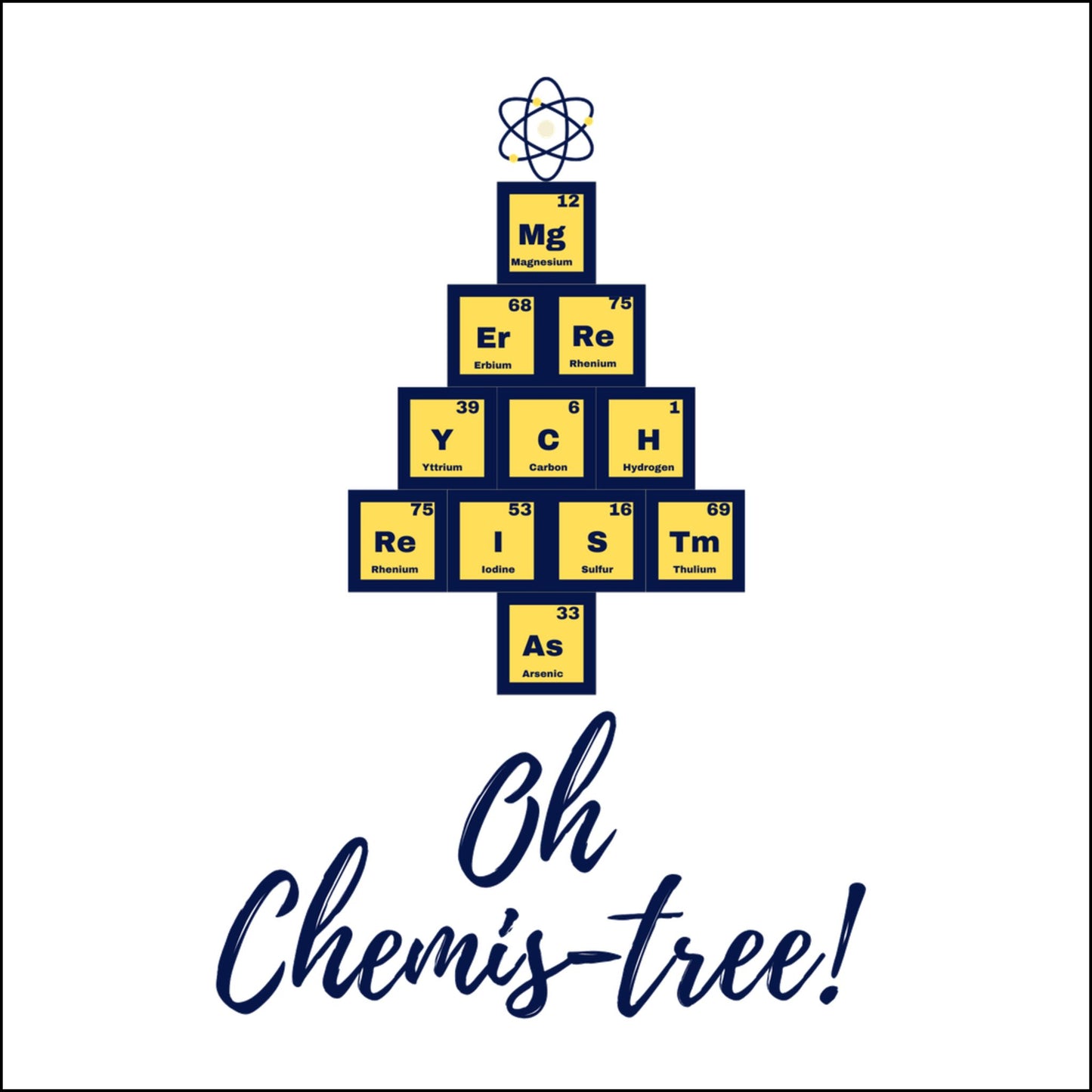 Acrylic Ornament - Periodic Table Christmas Tree Blue + Yellow