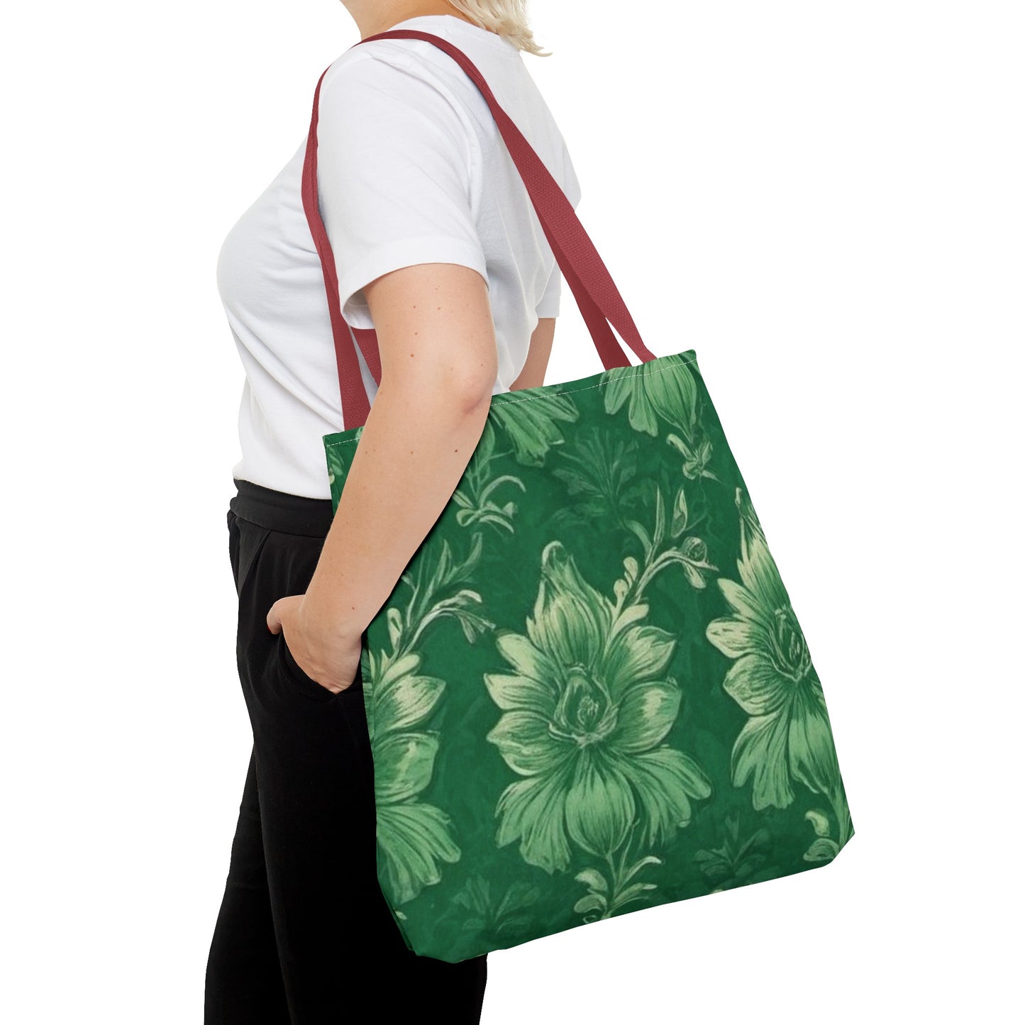 Green Victorian Floral Tote Bag (AOP)