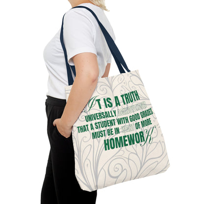 It's A Truth Universally Acknowledged White Tote Bag (AOP)