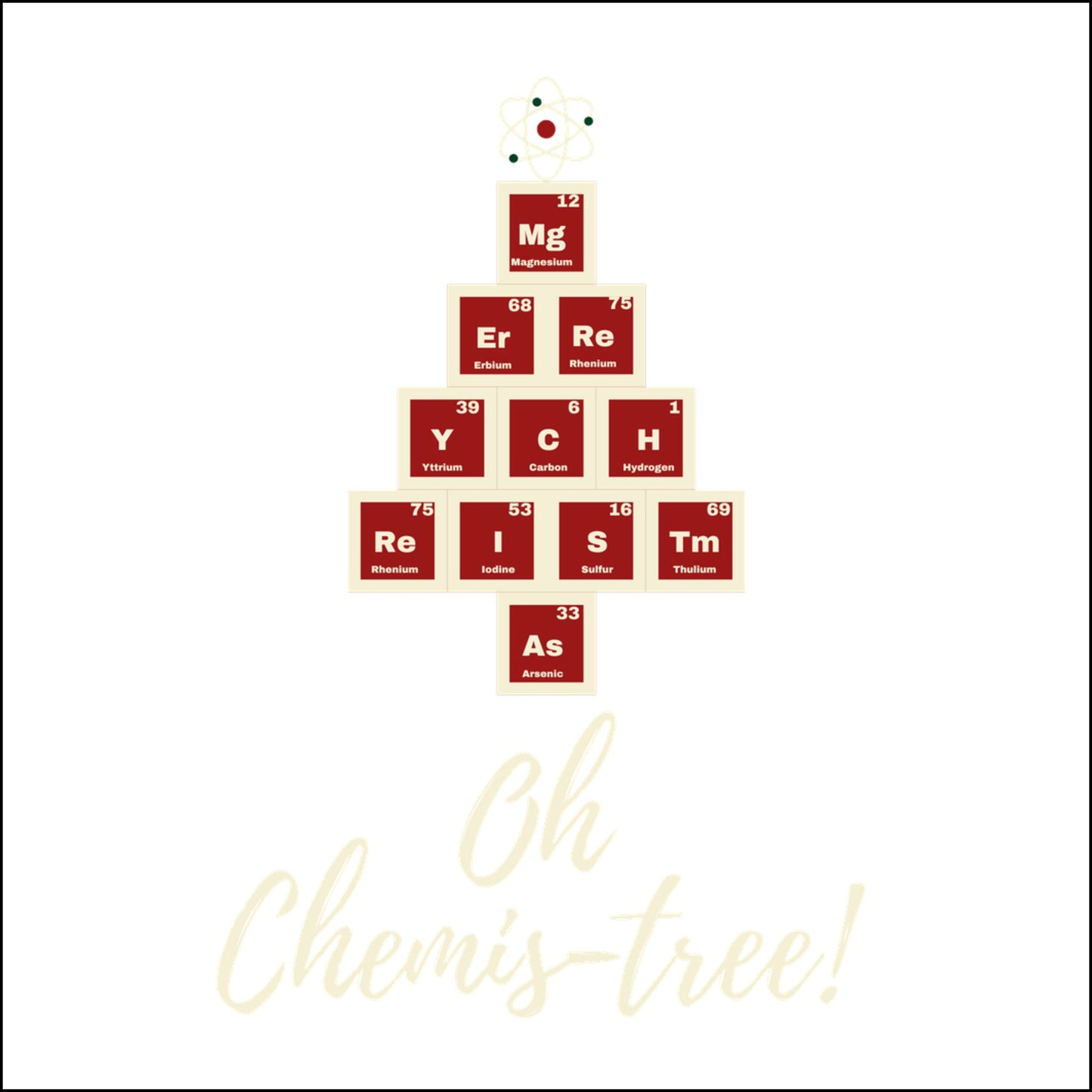 Acrylic Ornament - Periodic Table Christmas Tree Red + Cream