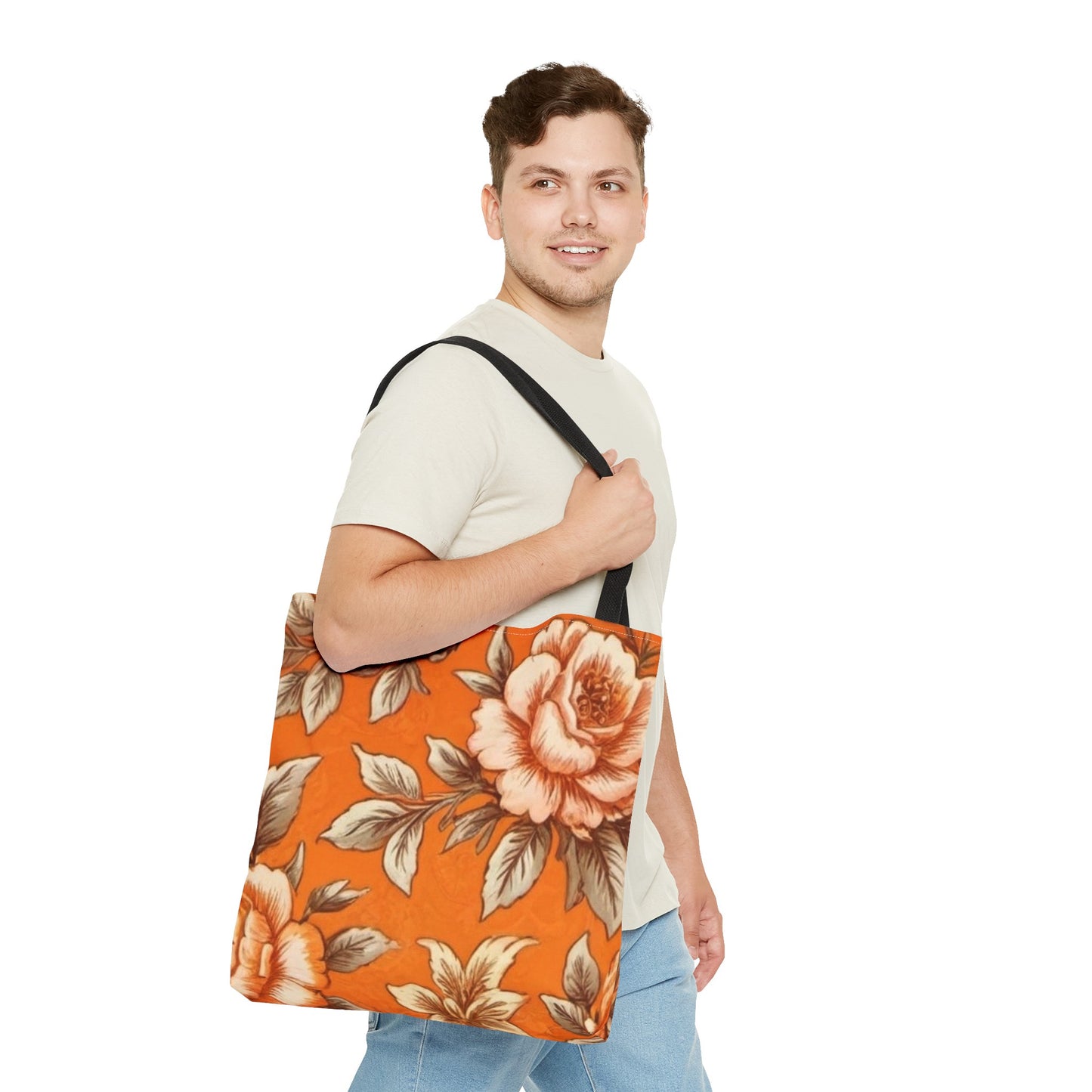 Orange Floral Tote Bag (AOP)