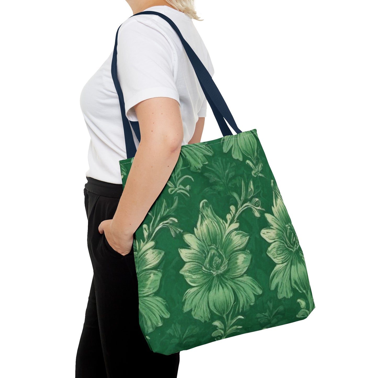 Green Victorian Floral Tote Bag (AOP)