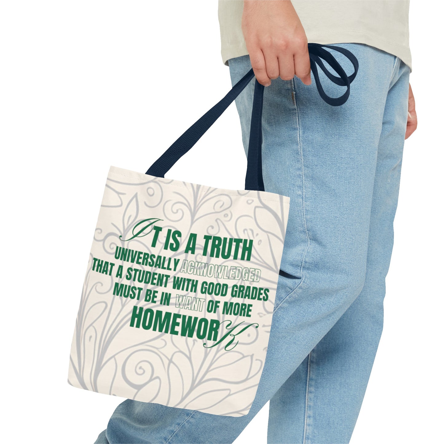 It's A Truth Universally Acknowledged White Tote Bag (AOP)