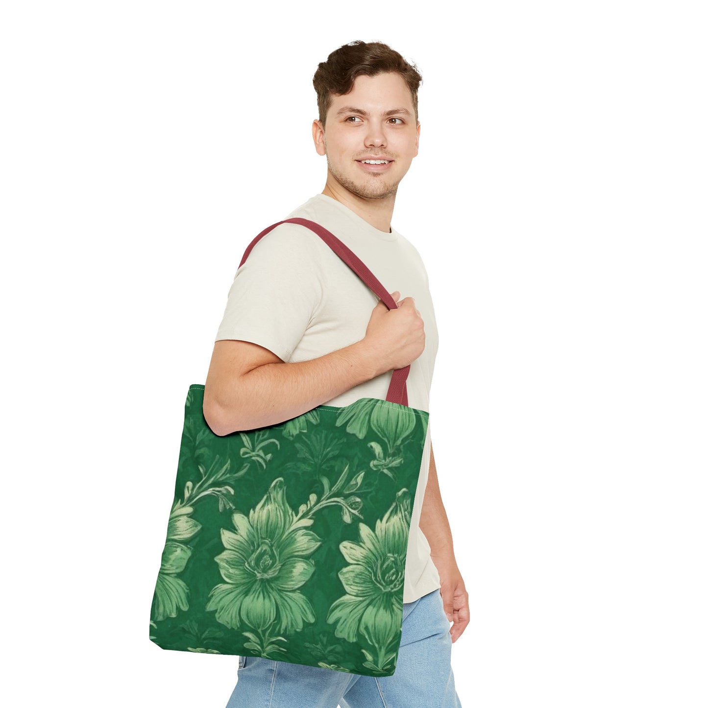 Green Victorian Floral Tote Bag (AOP)