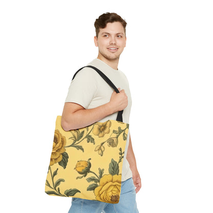 Yellow Victorian Floral Tote Bag (AOP)