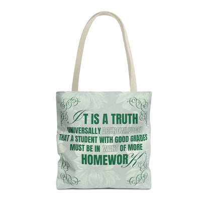 It's A Truth Universally Acknowledged Green Tote Bag (AOP)