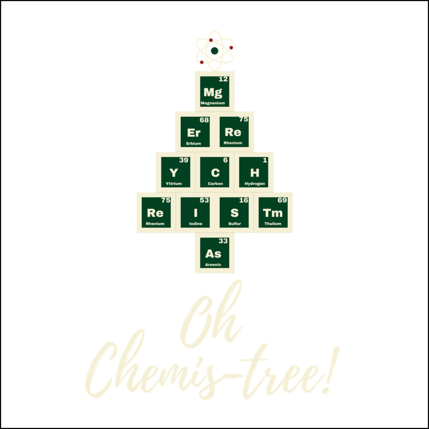 Acrylic Ornament - Periodic Table Christmas Tree Green + Cream