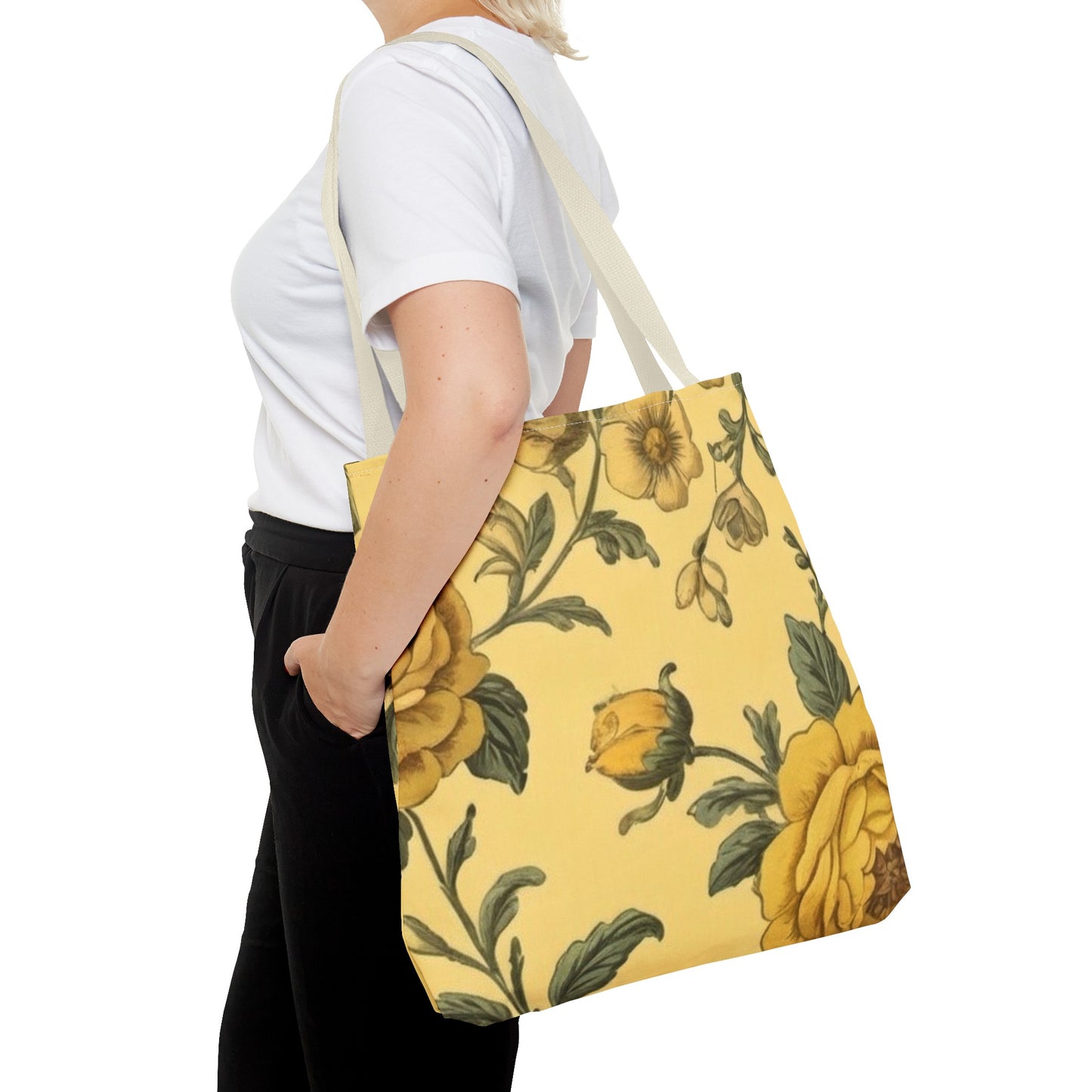 Yellow Victorian Floral Tote Bag (AOP)