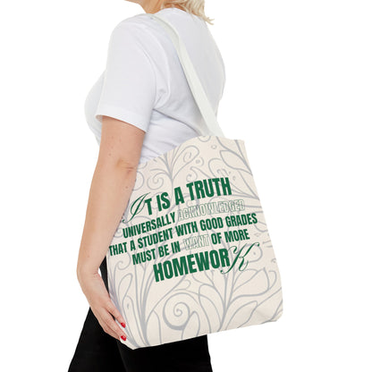 It's A Truth Universally Acknowledged White Tote Bag (AOP)