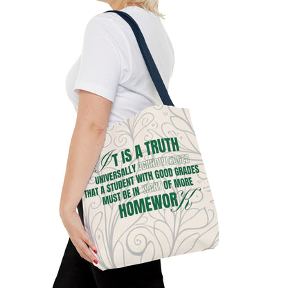 It's A Truth Universally Acknowledged White Tote Bag (AOP)