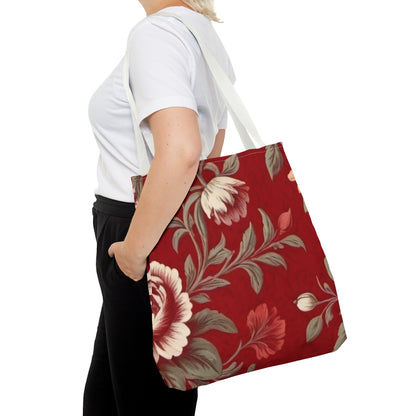 Red Victorian Floral Tote Bag (AOP)