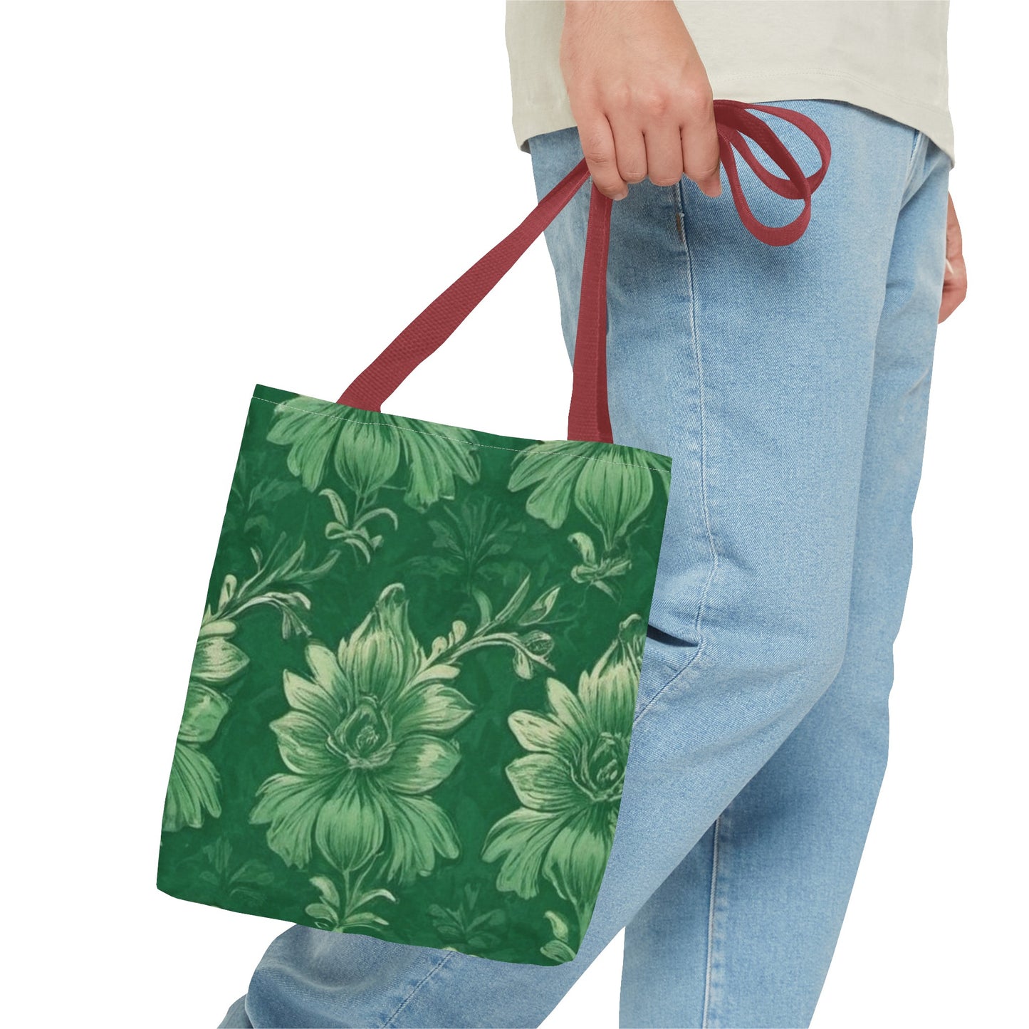 Green Victorian Floral Tote Bag (AOP)