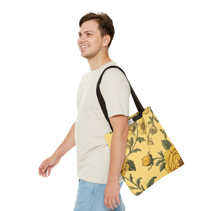 Yellow Victorian Floral Tote Bag (AOP)