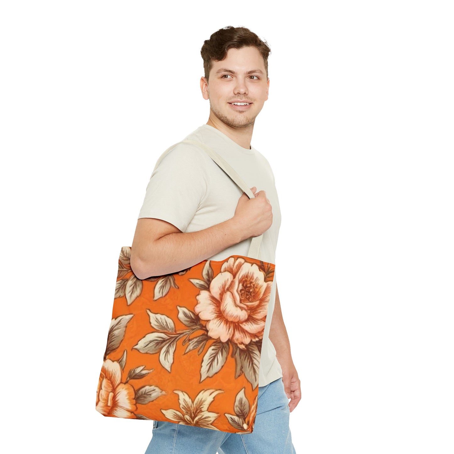 Orange Floral Tote Bag (AOP)