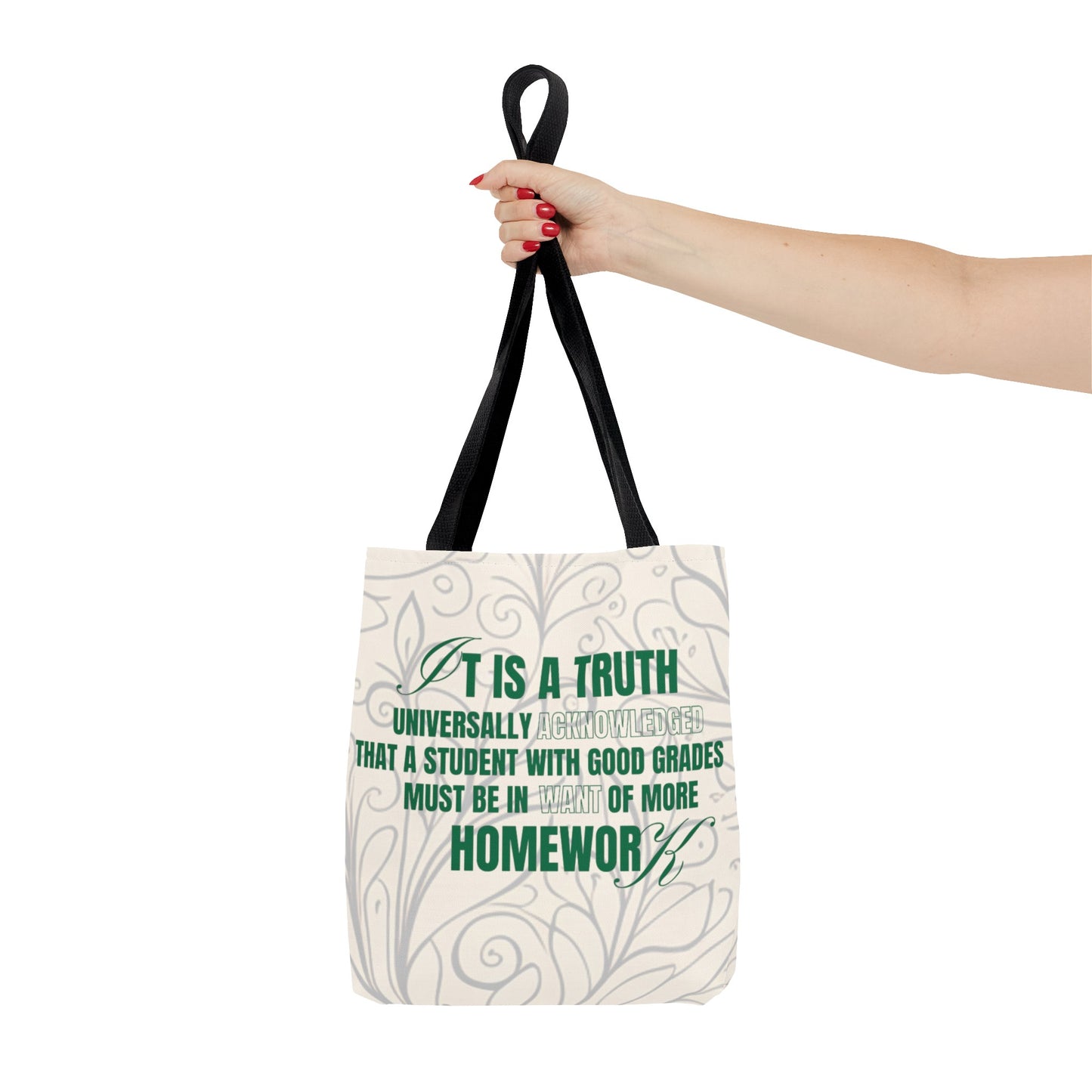 It's A Truth Universally Acknowledged White Tote Bag (AOP)