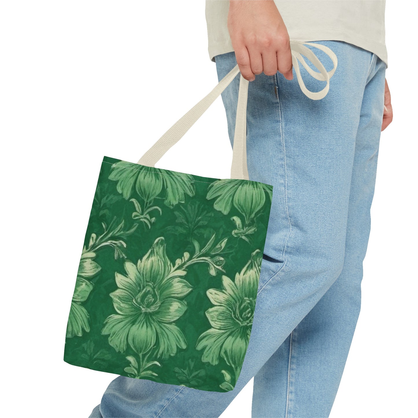 Green Victorian Floral Tote Bag (AOP)