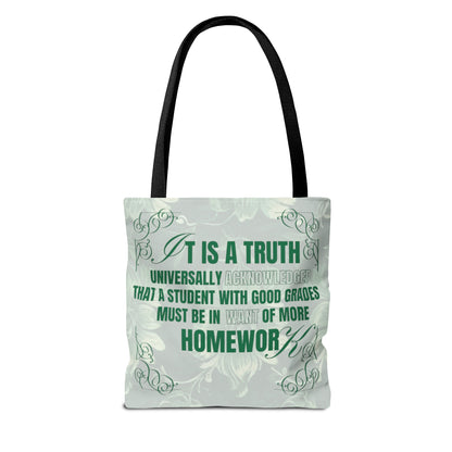 It's A Truth Universally Acknowledged Green Tote Bag (AOP)