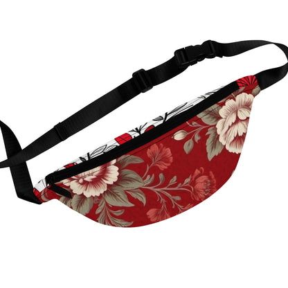 Red Victorian Floral Fanny Pack