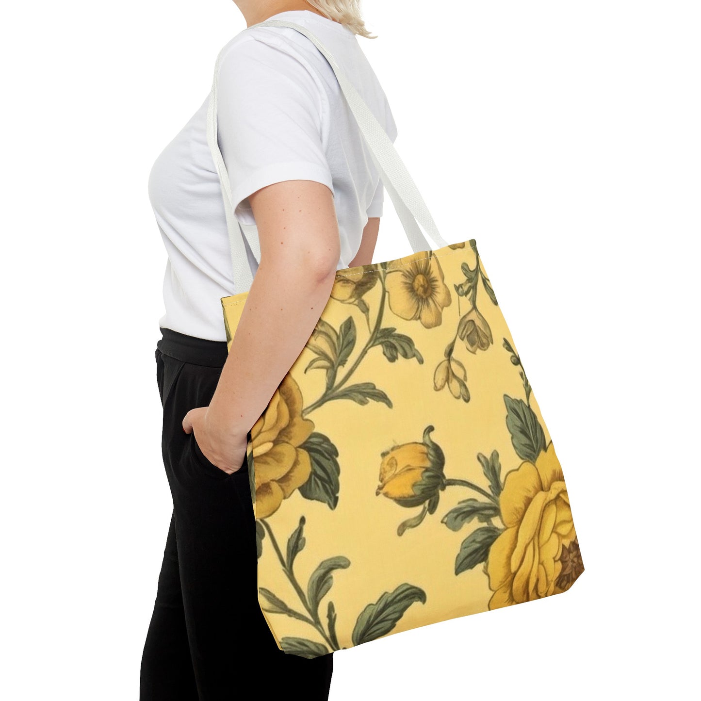 Yellow Victorian Floral Tote Bag (AOP)