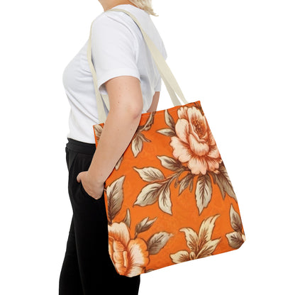 Orange Floral Tote Bag (AOP)