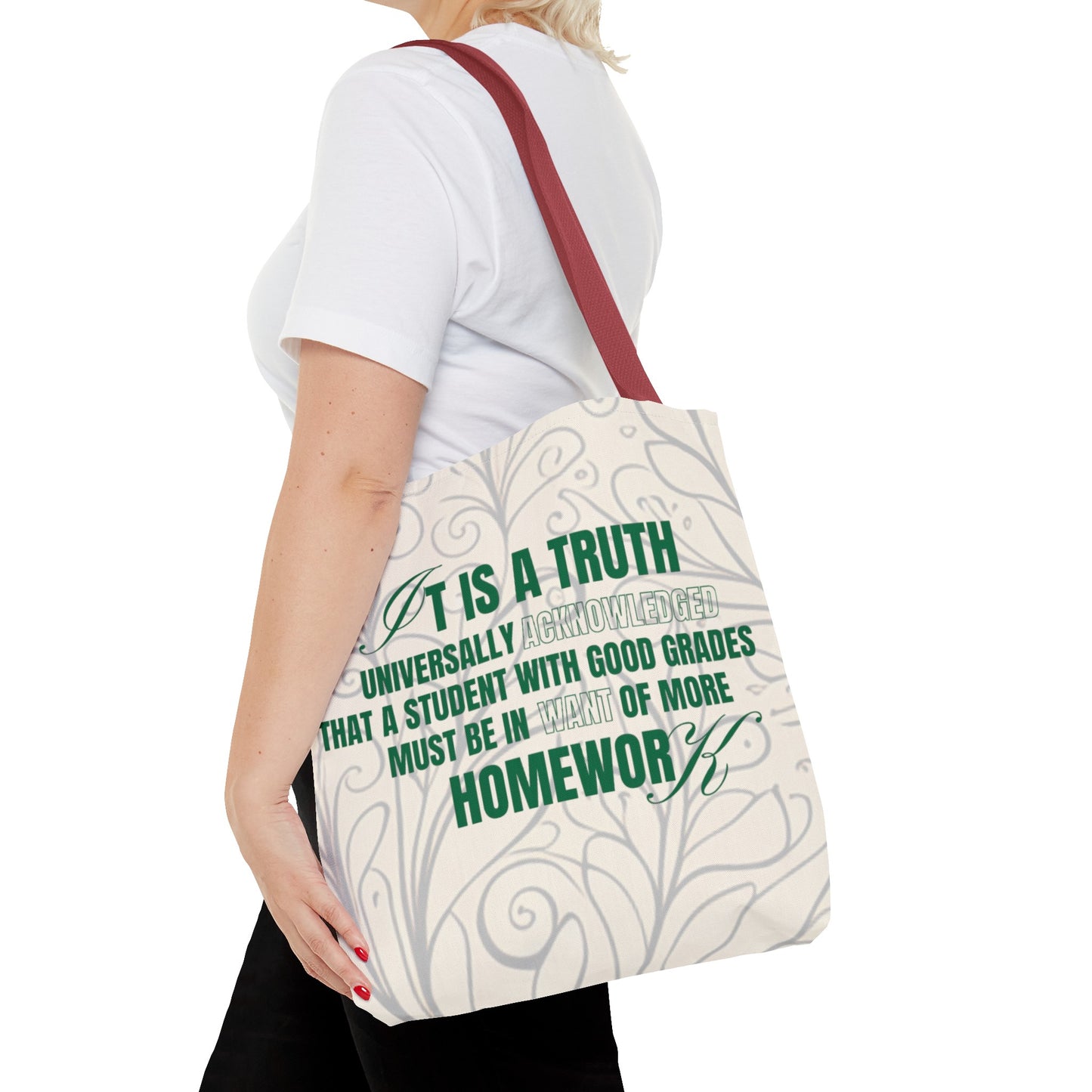 It's A Truth Universally Acknowledged White Tote Bag (AOP)